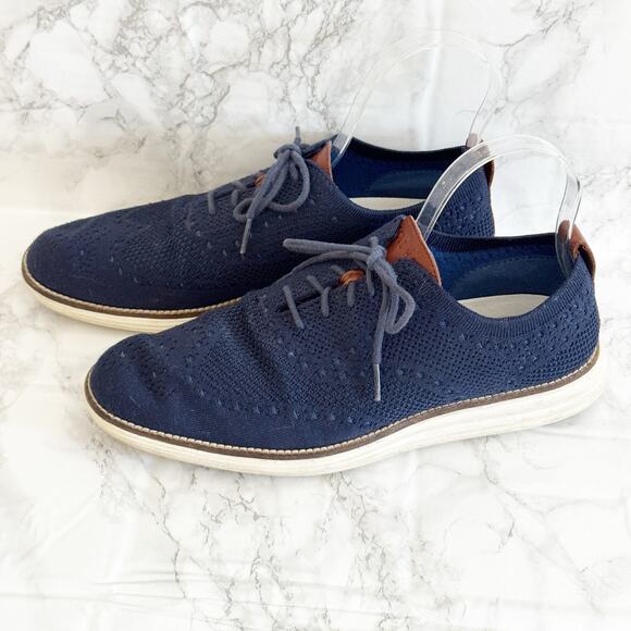 COLE HAAN Original Grand Stitchlite Wingtip Oxfords Navy Blue 8 - Picture 2 of 7
